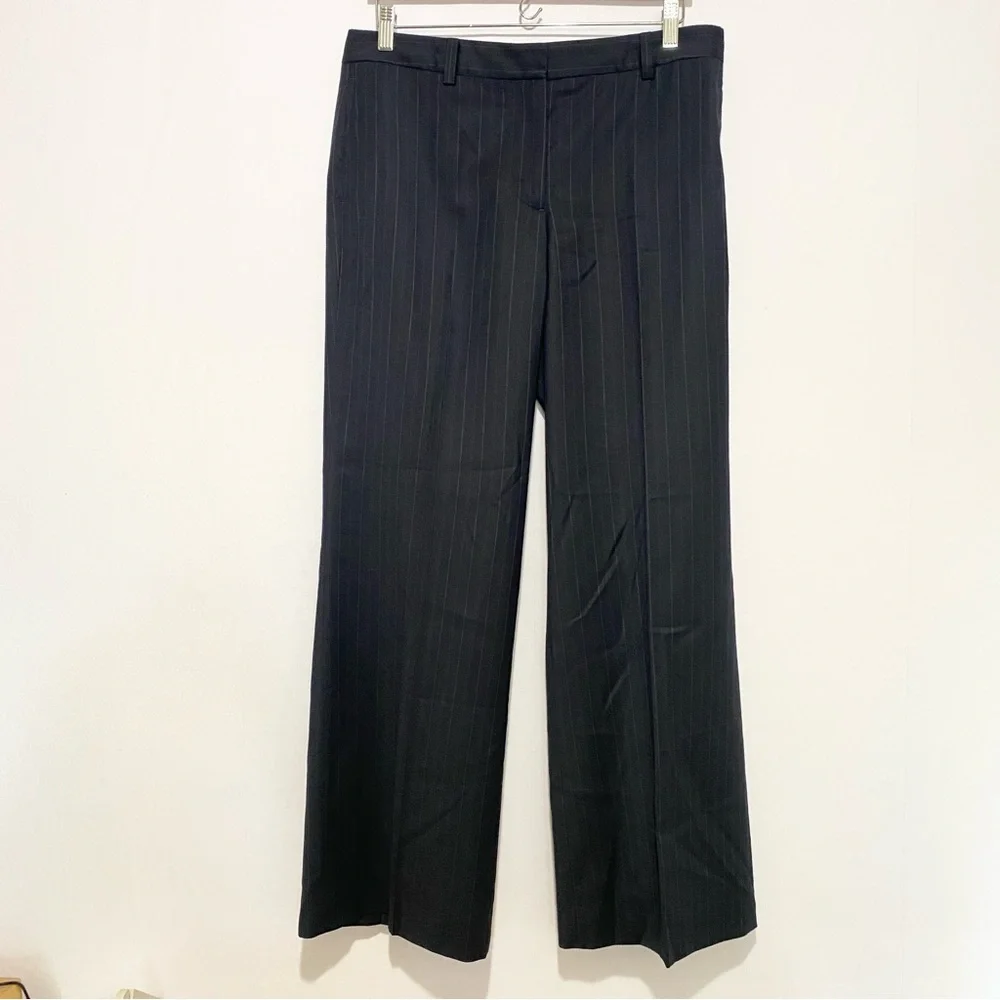 J.Crew Favorite Fit Women’s Wool‎ Pinstripe Dress Pants Size 12 Gray Navy Office